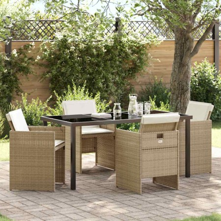 Conjunto de Comedor de Jardín 5 pcs Beige ratán sintético