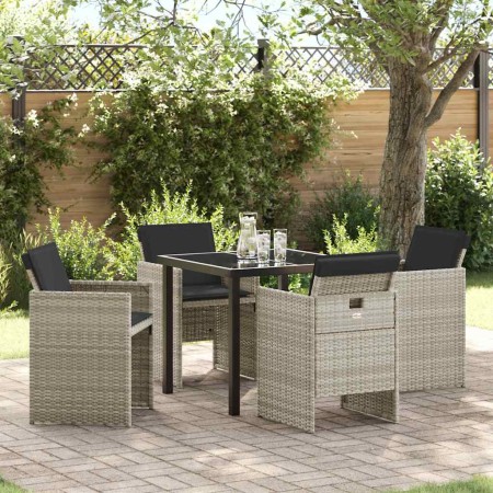 Conjunto de Comedor de Jardín 5 pcs Gris Claro ratán sintético