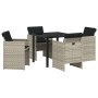 Conjunto de Comedor de Jardín 5 pcs Gris Claro ratán sintético