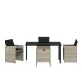 Conjunto de Comedor de Jardín 5 pcs Gris Claro ratán sintético