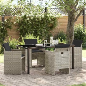 Conjunto de Comedor de Jardín 5 pcs Gris Claro ratán sintético