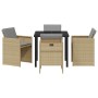 Conjunto de Comedor de Jardín 5 pcs Beige ratán sintético