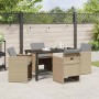 Conjunto de Comedor de Jardín 5 pcs Beige ratán sintético