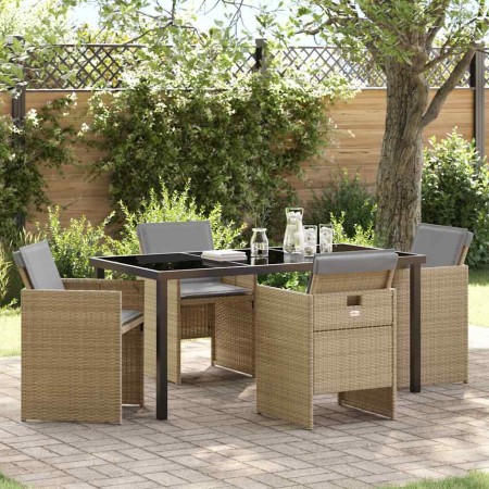 Conjunto de Comedor de Jardín 5 pcs Beige ratán sintético