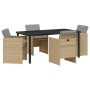 Conjunto de Comedor de Jardín 5 pcs Beige ratán sintético