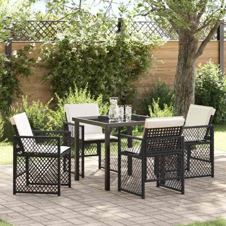 Conjunto de Comedor de Jardín 5 pcs Negro ratán sintético