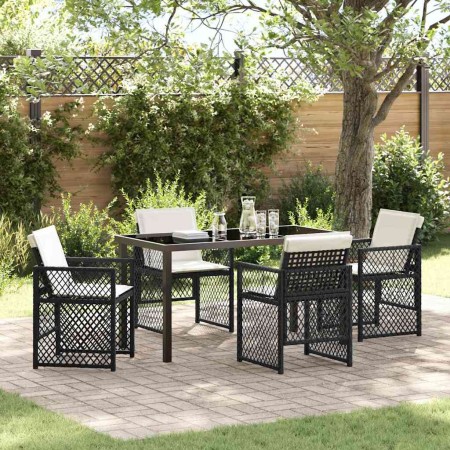 Conjunto de Comedor de Jardín 5 pcs Negro ratán sintético