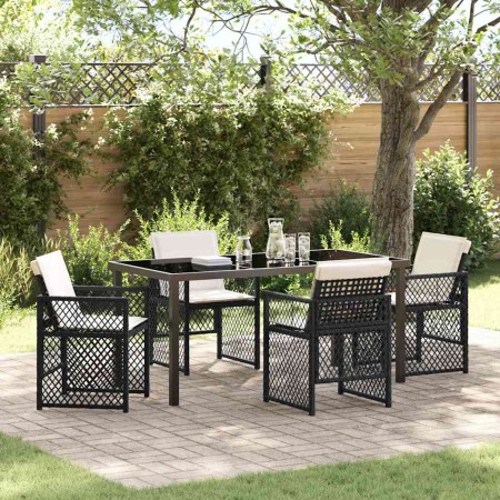 Conjunto de Comedor de Jardín 5 pcs Negro ratán sintético