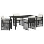 Conjunto de Comedor de Jardín 5 pcs Negro ratán sintético