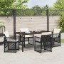 Conjunto de Comedor de Jardín 5 pcs Negro ratán sintético