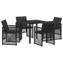 Conjunto de Comedor de Jardín 5 pcs Negro ratán sintético