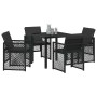 Conjunto de Comedor de Jardín 5 pcs Negro ratán sintético