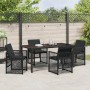 Conjunto de Comedor de Jardín 5 pcs Negro ratán sintético