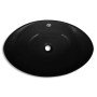 Lavabo Oval de cerámica negra de lujo con desagüe, 59 x 38,5 cm