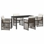 Conjunto de Comedor de Jardín 5 pcs Marrón ratán sintético