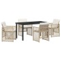 Conjunto de Comedor de Jardín 5 pcs Beige ratán sintético
