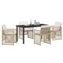 Conjunto de Comedor de Jardín 5 pcs Beige ratán sintético