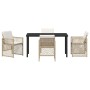 Conjunto de Comedor de Jardín 5 pcs Beige ratán sintético