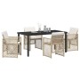 Conjunto de Comedor de Jardín 5 pcs Beige ratán sintético