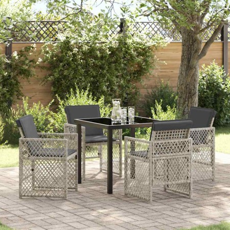 Conjunto de Comedor de Jardín 5 pcs Gris claro ratán sintético
