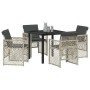 Conjunto de Comedor de Jardín 5 pcs Gris claro ratán sintético