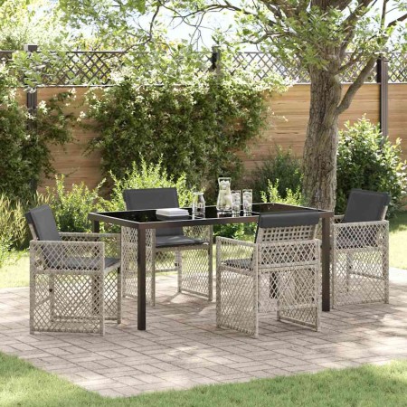 Conjunto de Comedor de Jardín 5 pcs Gris Claro ratán sintético