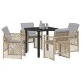 Conjunto de Comedor de Jardín 5 pcs Beige ratán sintético