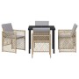 Conjunto de Comedor de Jardín 5 pcs Beige ratán sintético