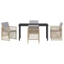 Conjunto de Comedor de Jardín 5 pcs Beige ratán sintético