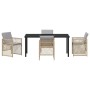 Conjunto de Comedor de Jardín 5 pcs Beige ratán sintético