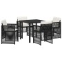 Conjunto de Comedor de Jardín 5 pcs Negro Poliratán