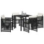 Conjunto de Comedor de Jardín 5 pcs Negro Poliratán