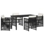 Conjunto de Comedor de Jardín 5 pcs Negro Poliratán