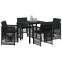 Conjunto de Comedor de Jardín 5 pcs Negro Poliratán