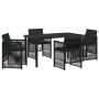 Conjunto de Comedor de Jardín 5 pcs Negro Poliratán