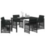 Conjunto de Comedor de Jardín 5 pcs Negro Poliratán