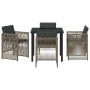 Conjunto de Comedor de Jardín 5 pcs Gris Poliratán