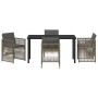 Conjunto de Comedor de Jardín 5 pcs Gris Poliratán