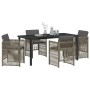 Conjunto de Comedor de Jardín 5 pcs Gris Poliratán