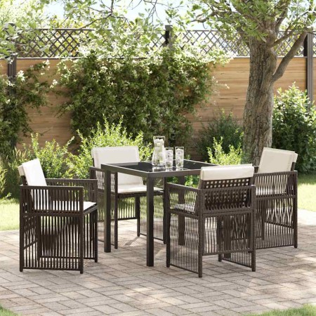 Conjunto de Comedor de Jardín 5 pcs Marrón Poliratán