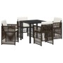 Conjunto de Comedor de Jardín 5 pcs Marrón Poliratán