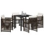 Conjunto de Comedor de Jardín 5 pcs Marrón Poliratán