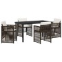 Conjunto de Comedor de Jardín 5 pcs Marrón Poliratán