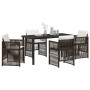 Conjunto de Comedor de Jardín 5 pcs Marrón Poliratán