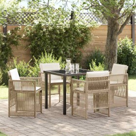 Conjunto de Comedor de Jardín 5 pcs Beige Poliratán