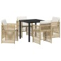 Conjunto de Comedor de Jardín 5 pcs Beige Poliratán