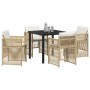 Conjunto de Comedor de Jardín 5 pcs Beige Poliratán