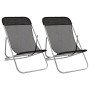 Silla de playa plegable 2 uds acero recubierto textilene negro