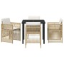 Conjunto de Comedor de Jardín 5 pcs Beige Poliratán