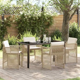 Conjunto de Comedor de Jardín 5 pcs Beige Poliratán